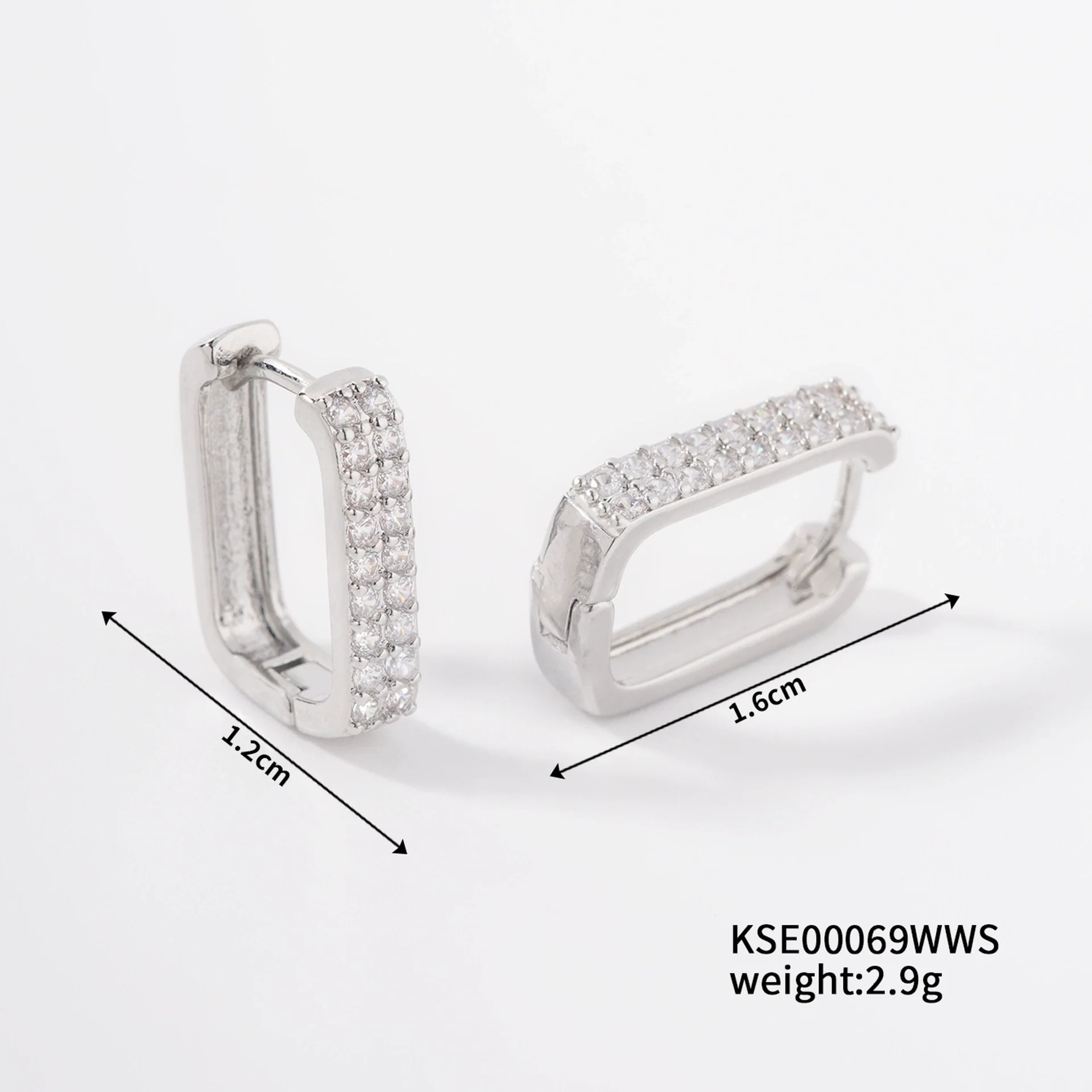 Wholesale Earrings Copper U Shape Microinlaid With Diamond Electroplating Light Luxury Style - Image 9