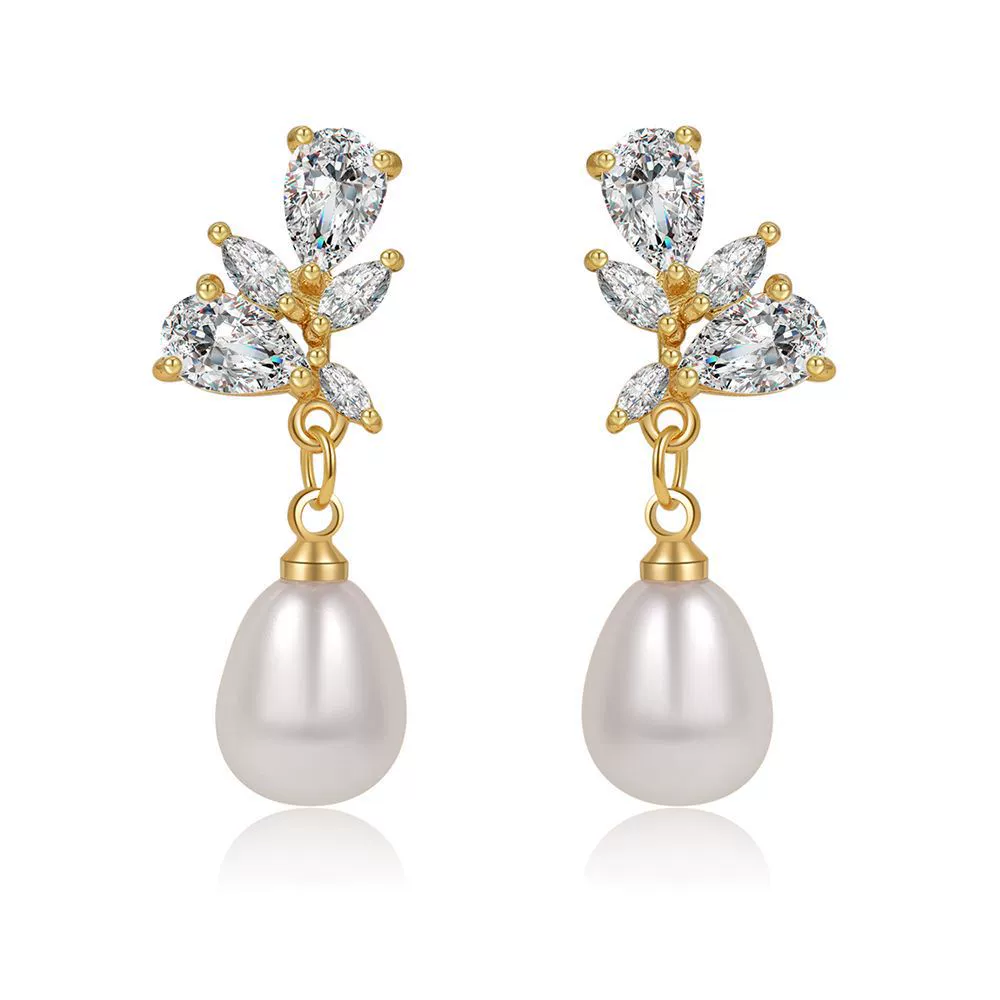 Wholesale Earrings Copper Zircon Geometric Electroplating Women's
