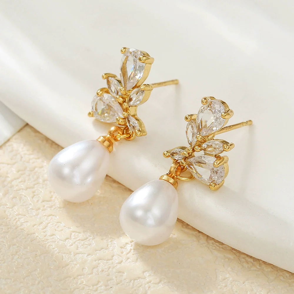 Wholesale Earrings Copper Zircon Geometric Electroplating Women's - Image 2
