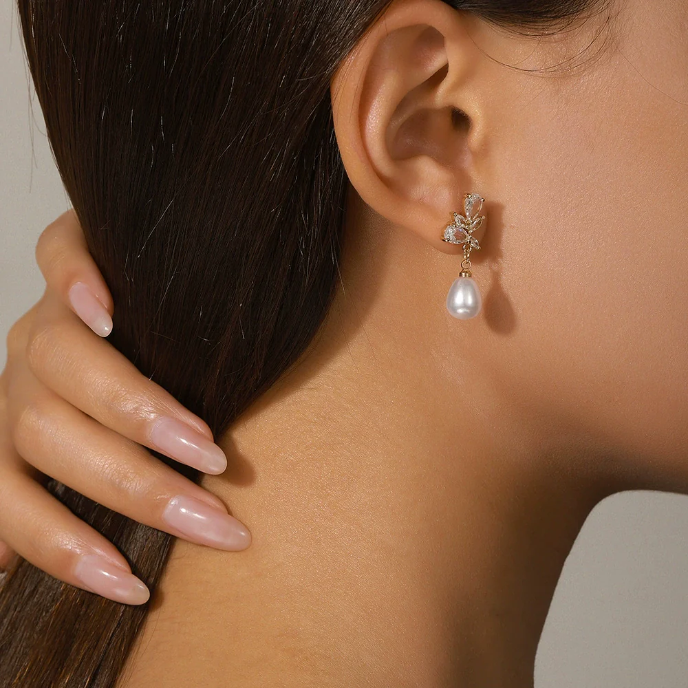Wholesale Earrings Copper Zircon Geometric Electroplating Women's - Image 4