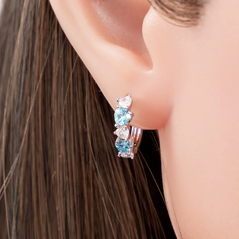 Wholesale Earrings Copper Zirconia Heart Shape Sweet Style