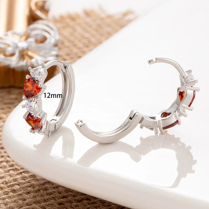 Wholesale Earrings Copper Zirconia Heart Shape Sweet Style - Image 2