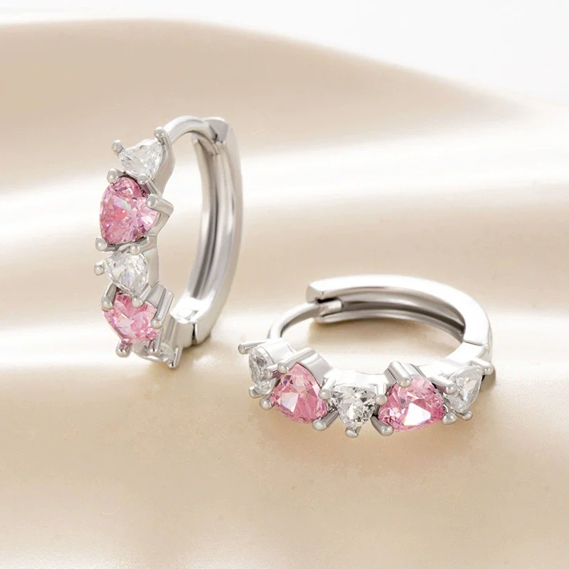 Wholesale Earrings Copper Zirconia Heart Shape Sweet Style - Image 5