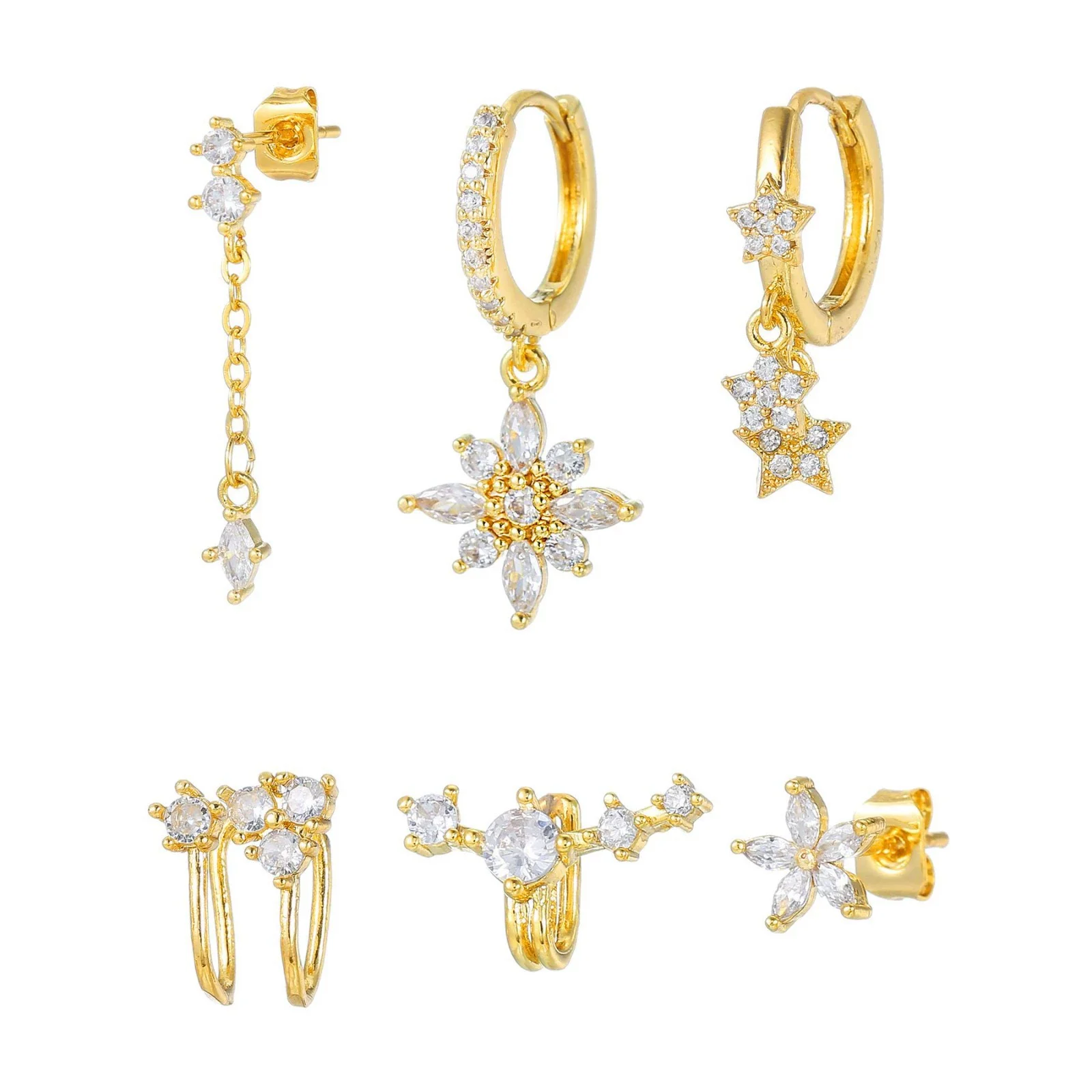 Wholesale Earrings Copper Zirconia Star Shape Light Luxury Women's - Image 5