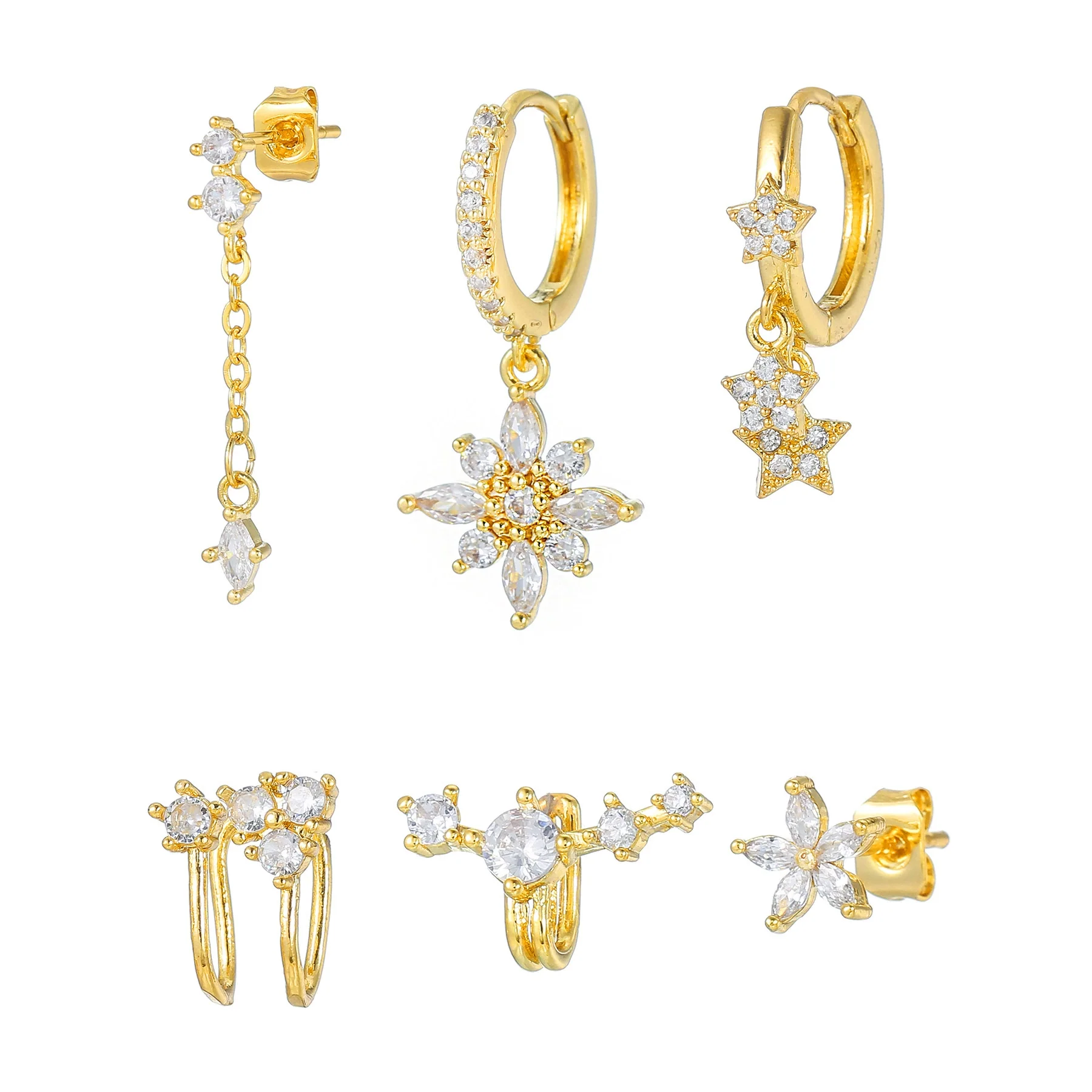 Wholesale Earrings Copper Zirconia Star Shape Light Luxury Women's - Image 6