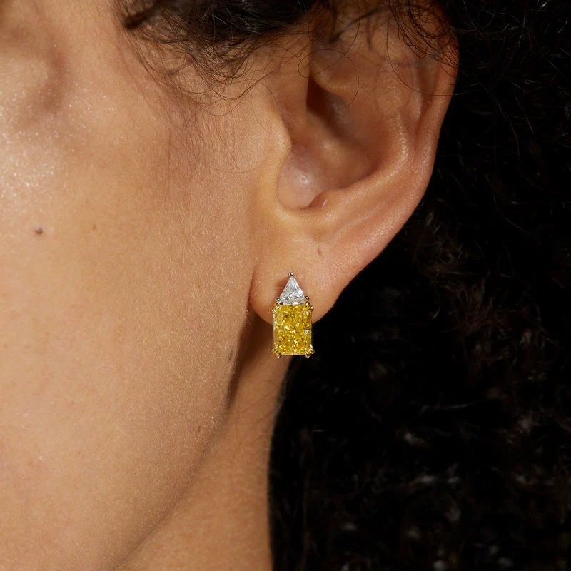 Wholesale Earrings Geometric Style S925 Sterling Silver Ice Flower Cut High Carbon Diamond Electroplated For Women