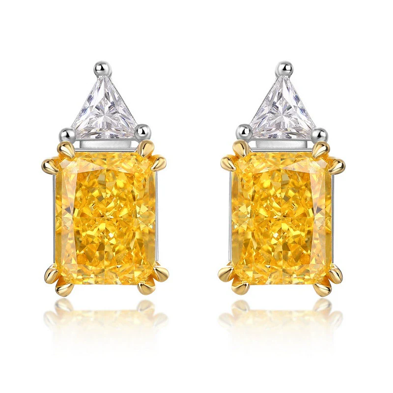 Wholesale Earrings Geometric Style S925 Sterling Silver Ice Flower Cut High Carbon Diamond Electroplated For Women - Image 4