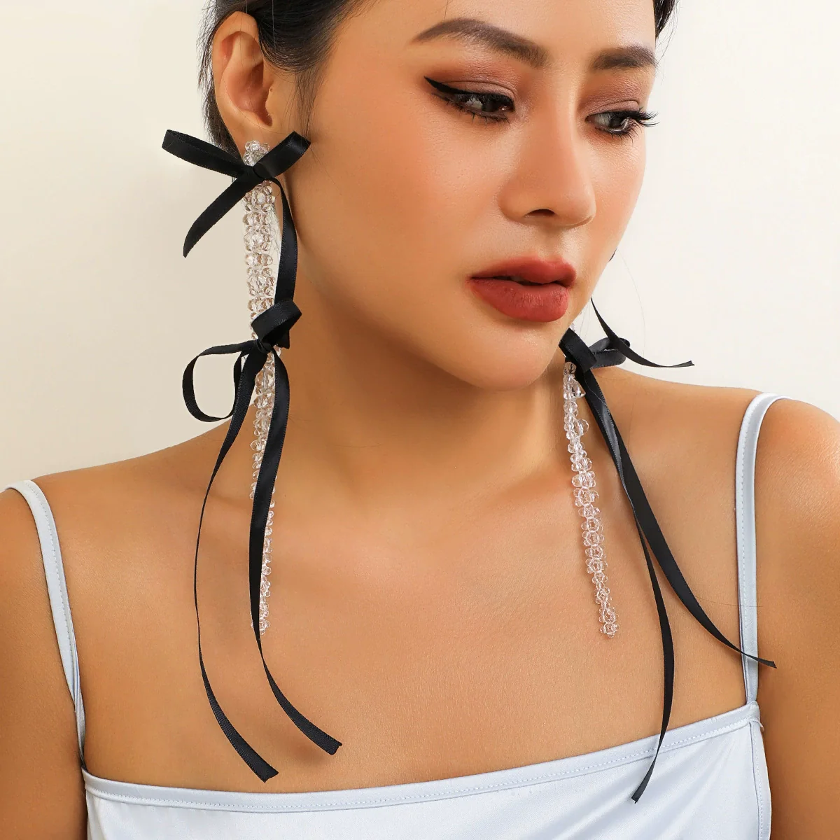 Wholesale Earrings Imitation Pearl Ribbon Bow Tie Handmade - Image 3