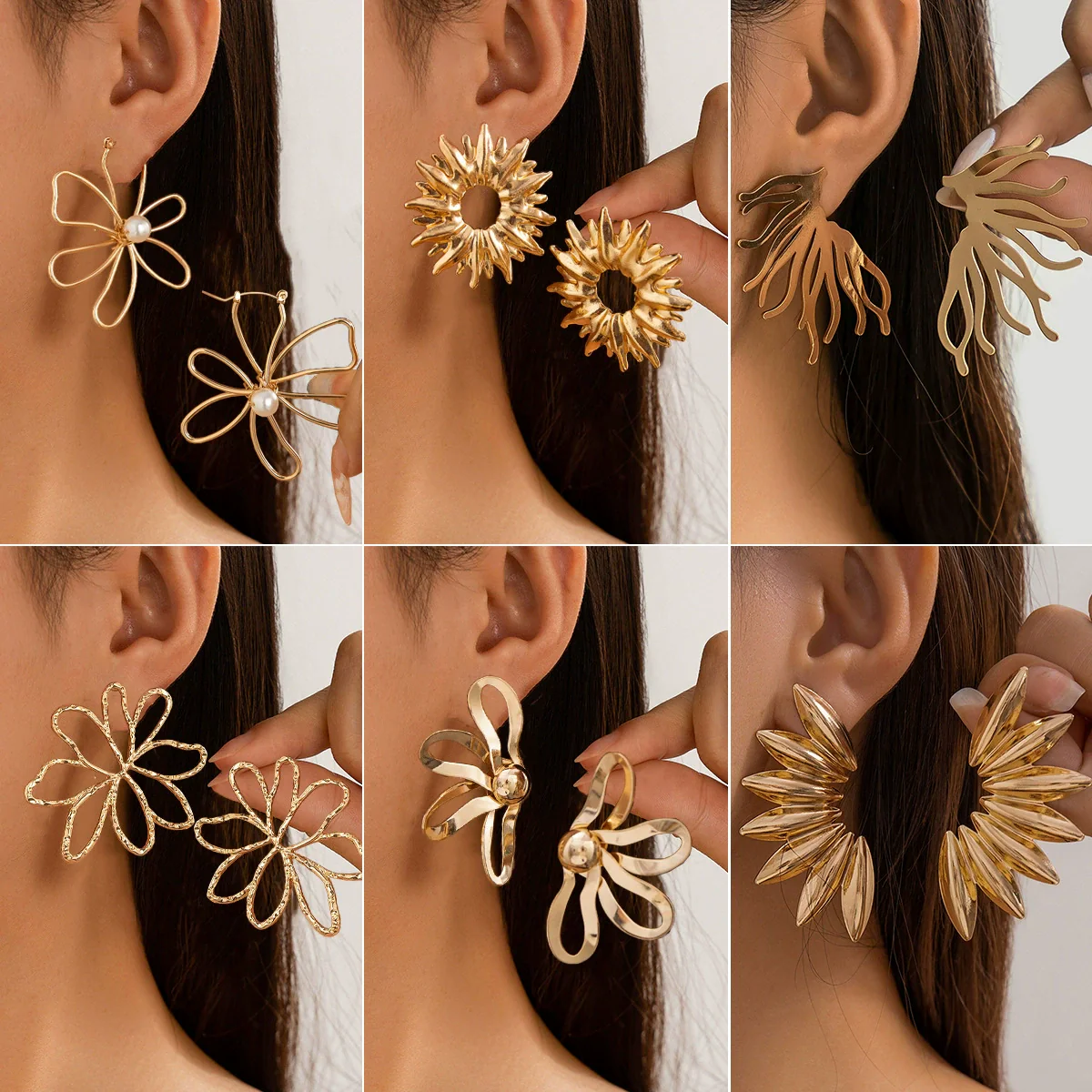 Wholesale Earrings Iron Geometric Punk Style Fanshaped Electroplated For Women