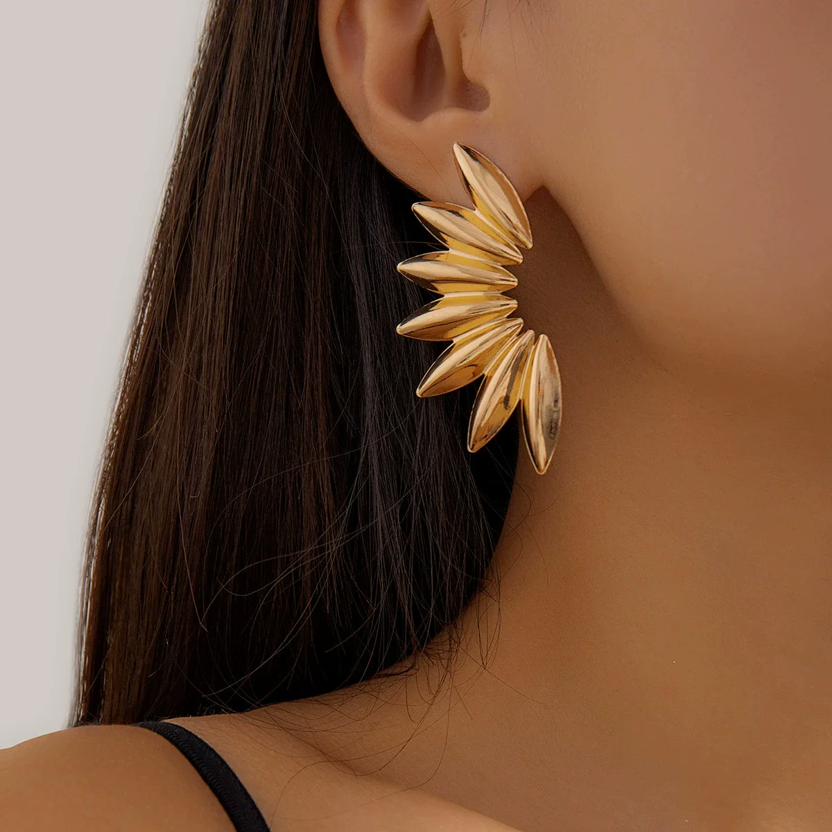 Wholesale Earrings Iron Geometric Punk Style Fanshaped Electroplated For Women - Image 2