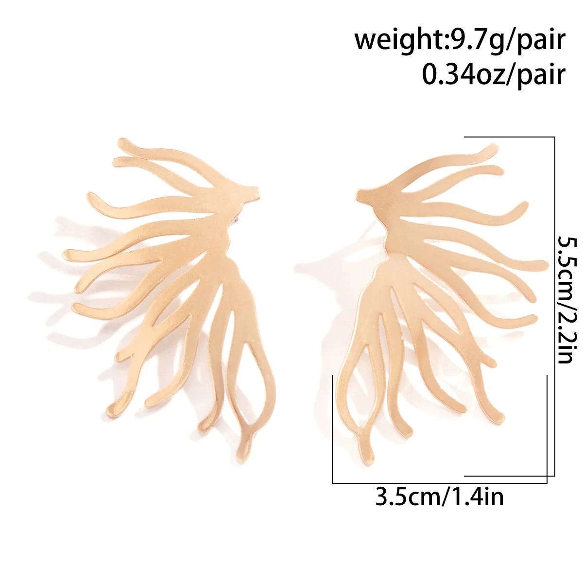 Wholesale Earrings Iron Geometric Punk Style Fanshaped Electroplated For Women - Image 4