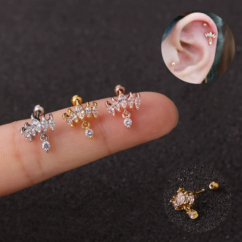 Wholesale Earrings Metal Inlaid Zircon Crown Style Stainless Steel