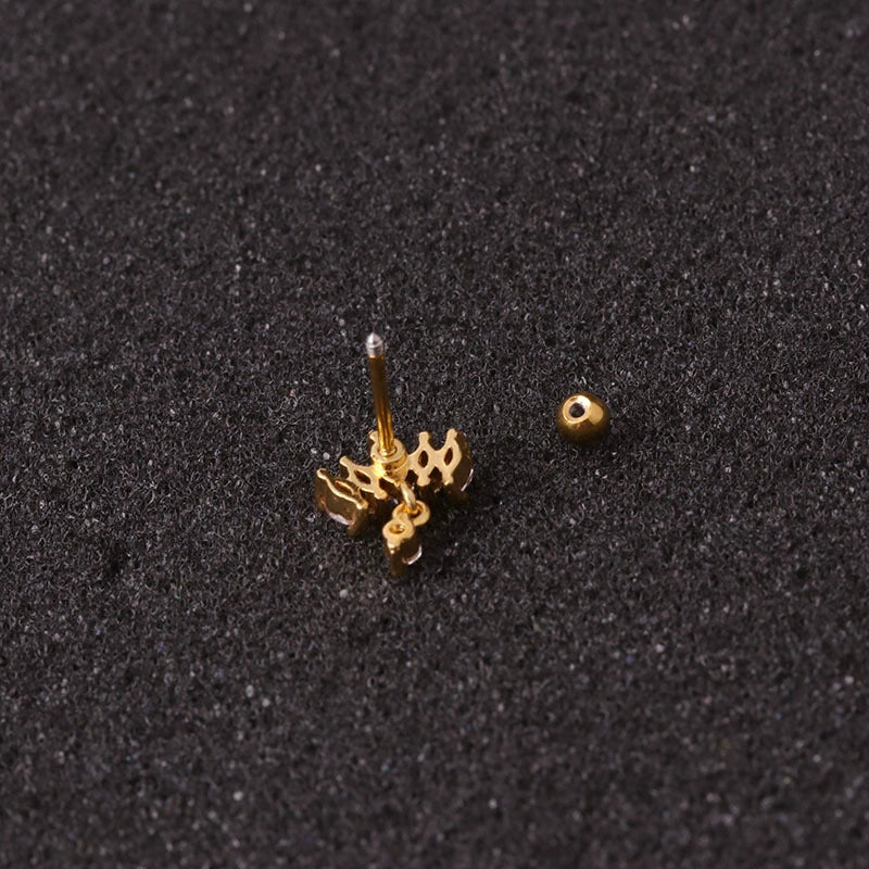 Wholesale Earrings Metal Inlaid Zircon Crown Style Stainless Steel - Image 2