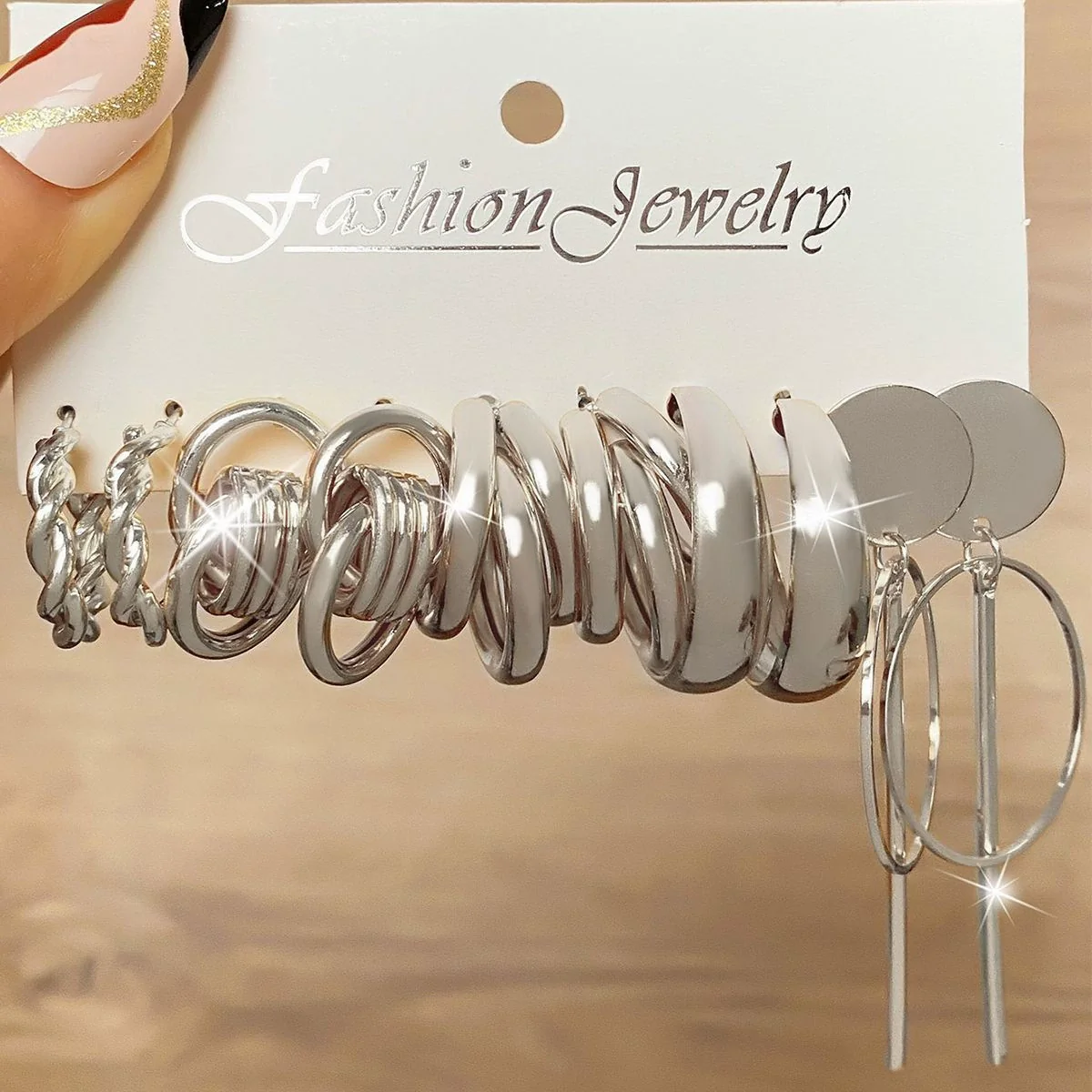 Wholesale Earrings Mixed Materials Geometric Inlaid Pearl Sweet Style For Women - Image 12
