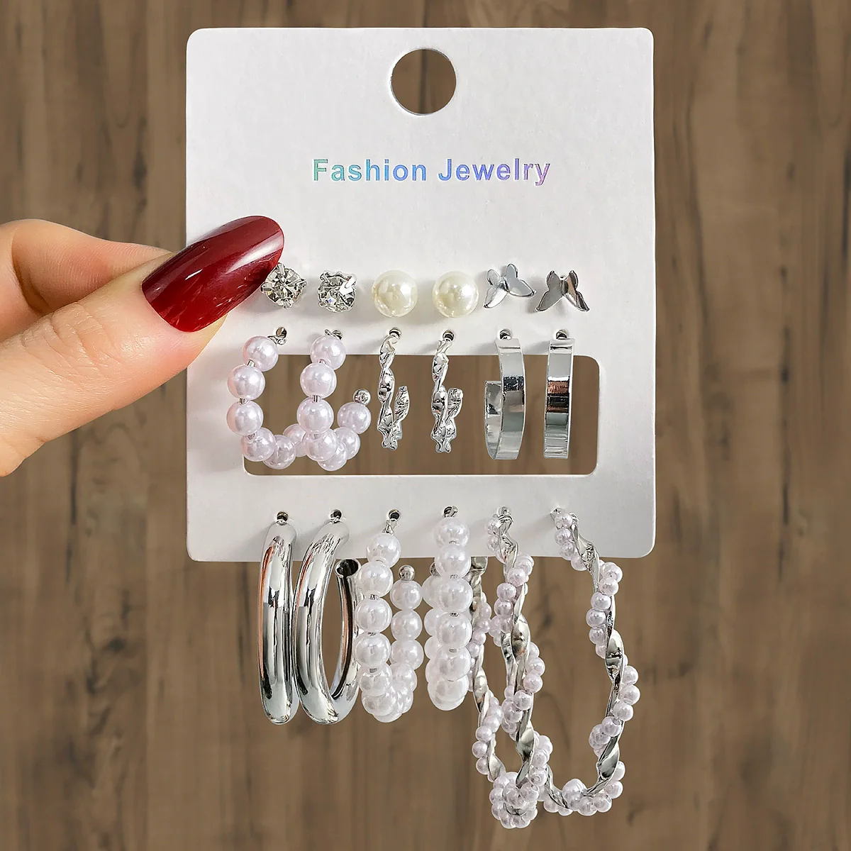 Wholesale Earrings Mixed Materials Geometric Inlaid Pearl Sweet Style For Women - Image 25