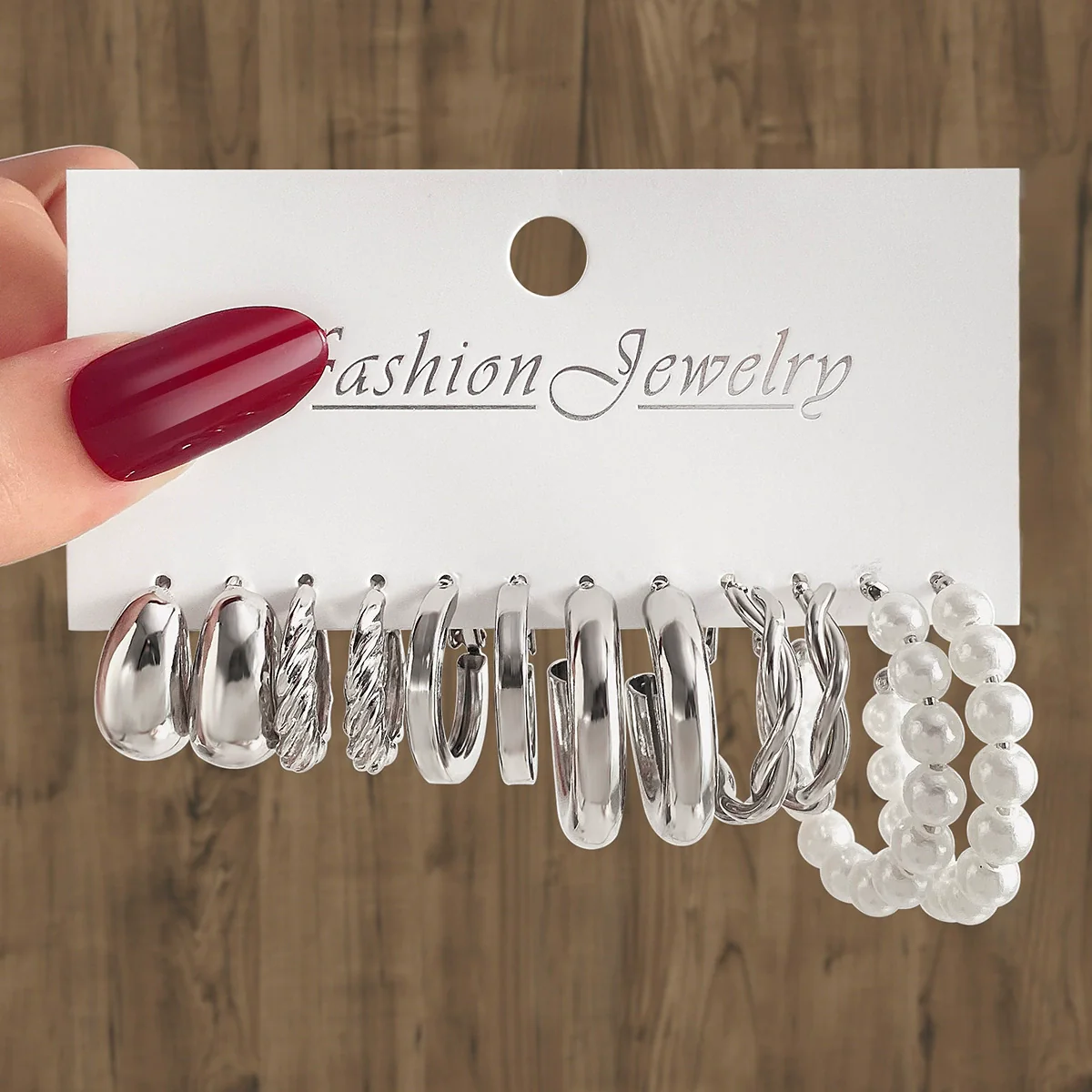 Wholesale Earrings Mixed Materials Geometric Inlaid Pearl Sweet Style For Women - Image 6