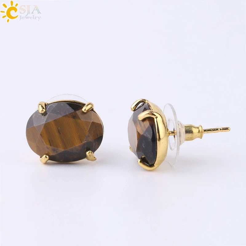 Wholesale Earrings Natural Stone Alloy Accessories Gold Plated Minimalist Style - Image 13