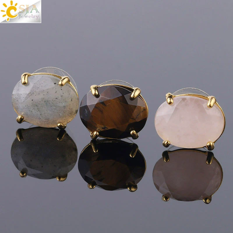 Wholesale Earrings Natural Stone Alloy Accessories Gold Plated Minimalist Style - Image 3