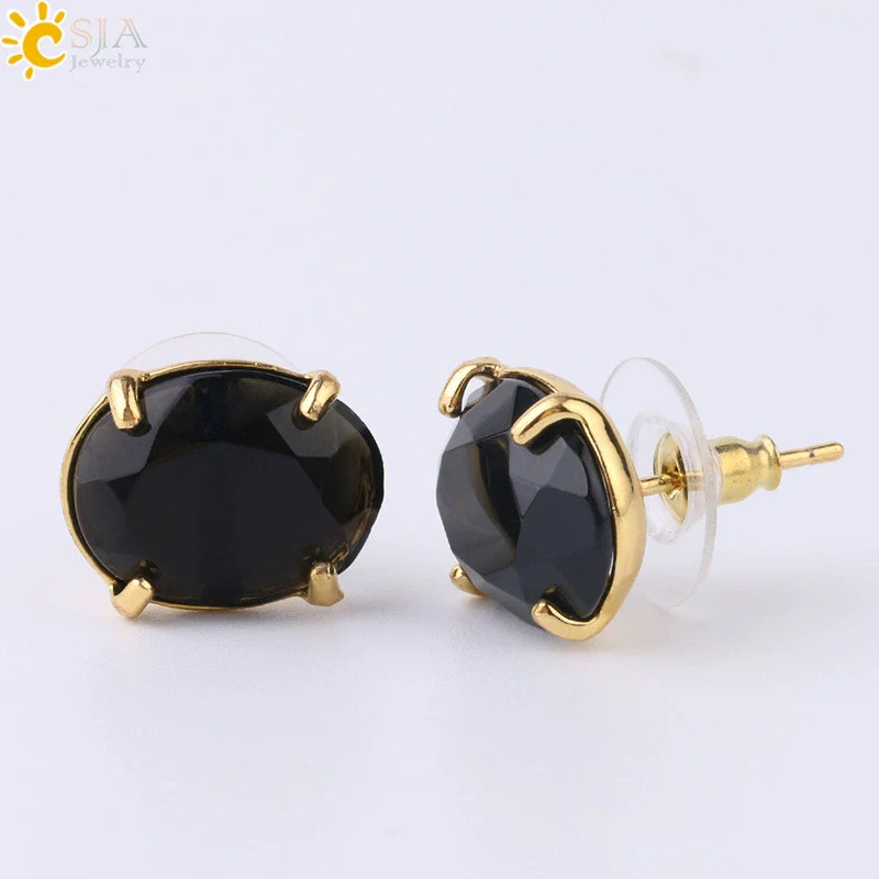 Wholesale Earrings Natural Stone Alloy Accessories Gold Plated Minimalist Style - Image 6