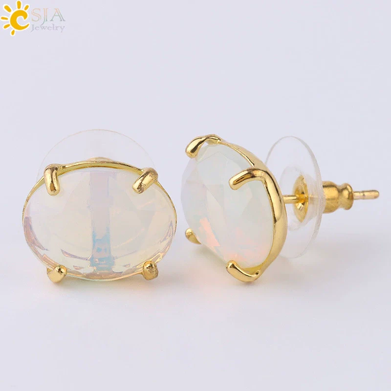 Wholesale Earrings Natural Stone Alloy Accessories Gold Plated Minimalist Style - Image 7