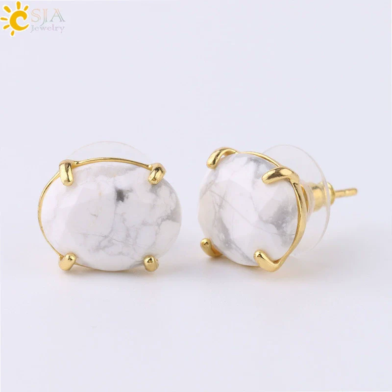 Wholesale Earrings Natural Stone Alloy Accessories Gold Plated Minimalist Style - Image 9