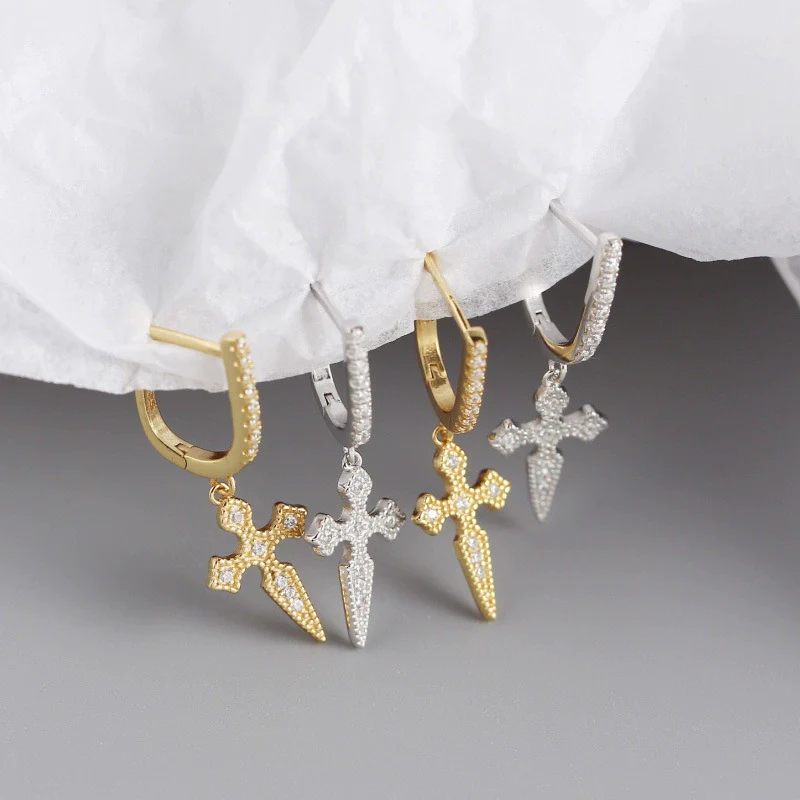 Wholesale Earrings S925 Sterling Silver Baroque Cross Geometric Electroplating Design For Women - Image 3