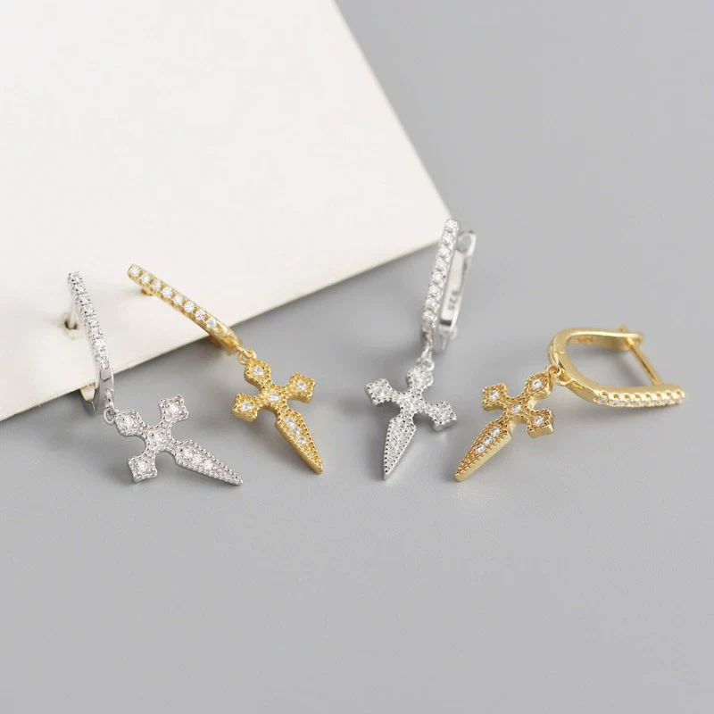 Wholesale Earrings S925 Sterling Silver Baroque Cross Geometric Electroplating Design For Women - Image 4