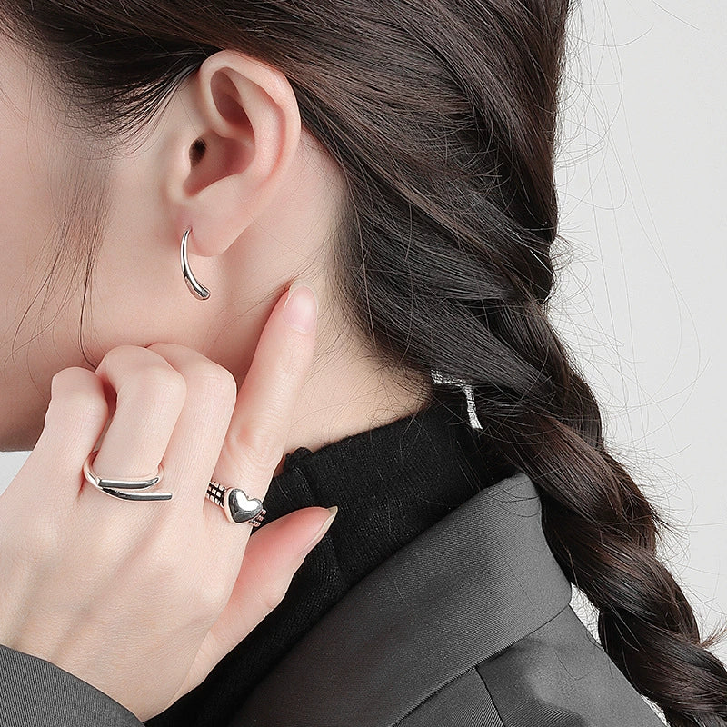 Wholesale Earrings S925 Sterling Silver Geometric Arc Drop Shaped Electroplated - Image 3