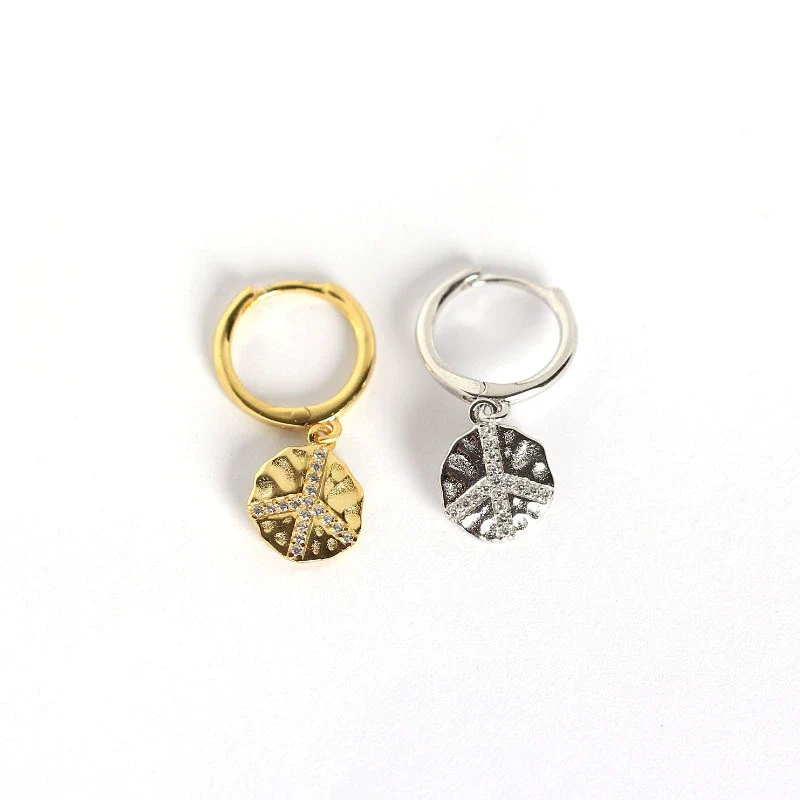 Wholesale Earrings S925 Sterling Silver Geometric Baroque Style Peace Logo For Women - Image 5