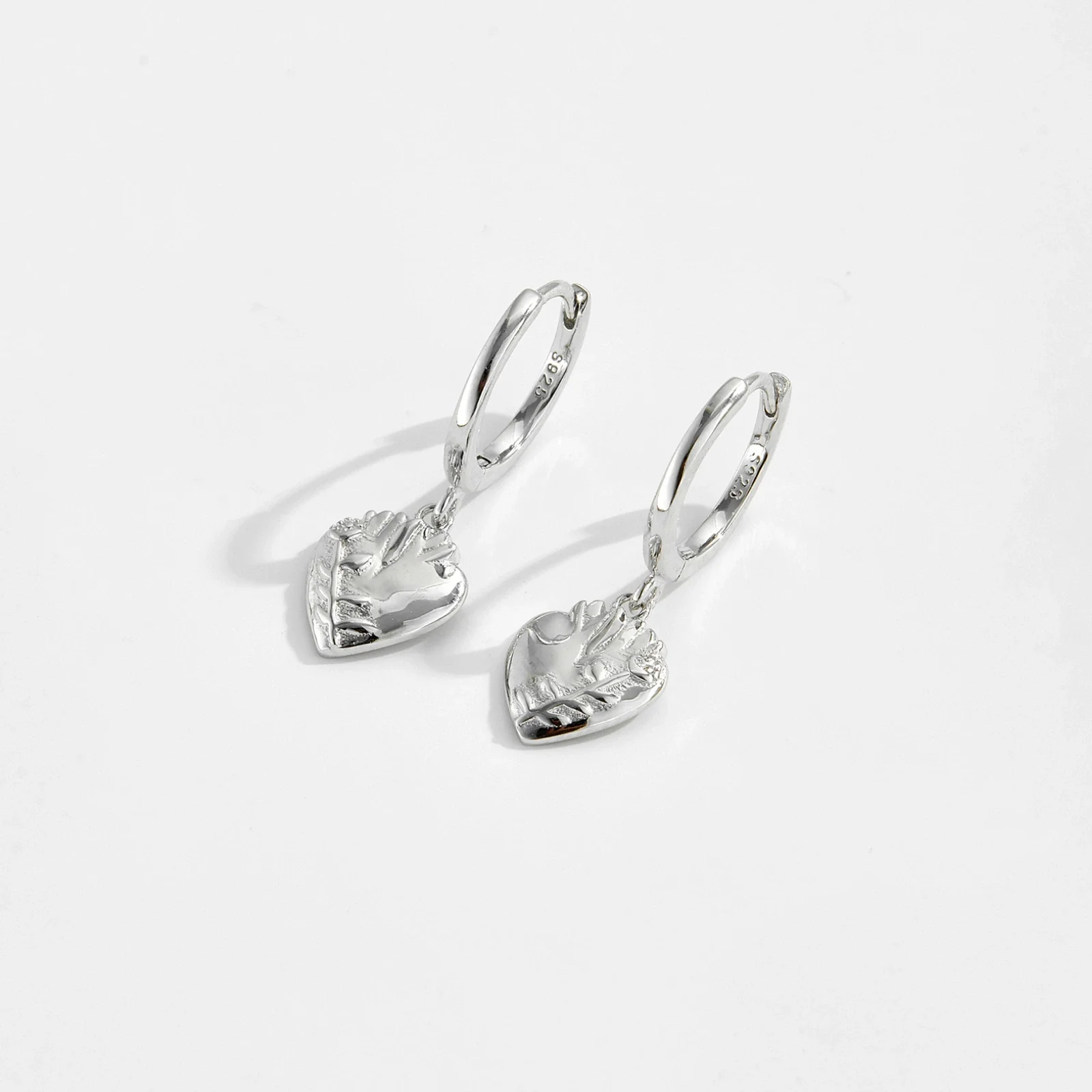Wholesale Earrings S925 Sterling Silver Geometric Love Pendant Electroplated Platinum 18K Gold Women's Jewelry - Image 4