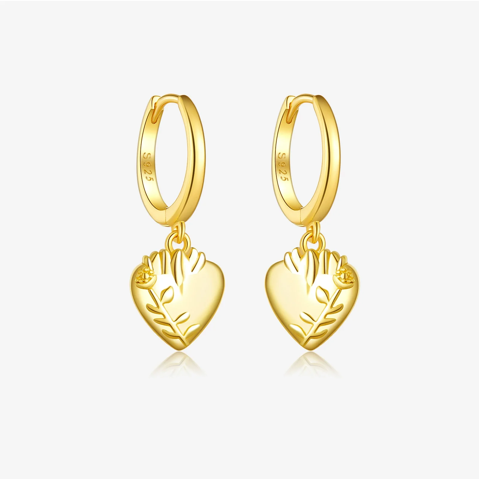 Wholesale Earrings S925 Sterling Silver Geometric Love Pendant Electroplated Platinum 18K Gold Women's Jewelry - Image 7