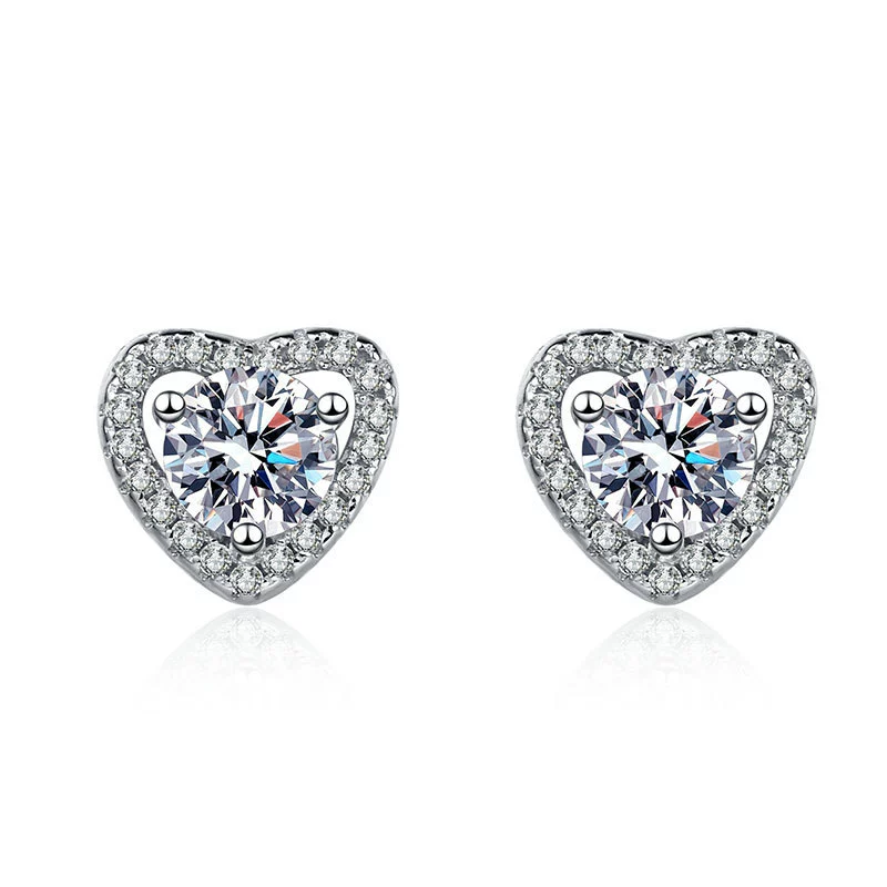 Wholesale Earrings S925 Sterling Silver Heart Shaped Geometric Moissanite Inlaid Electroplated - Image 5