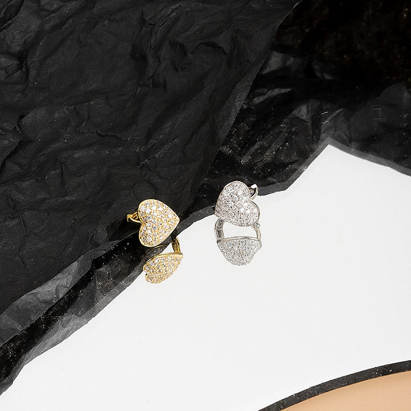 Wholesale Earrings S925 Sterling Silver Heartshaped Diamondencrusted Zircon Geometric Electroplated For Women - Image 2