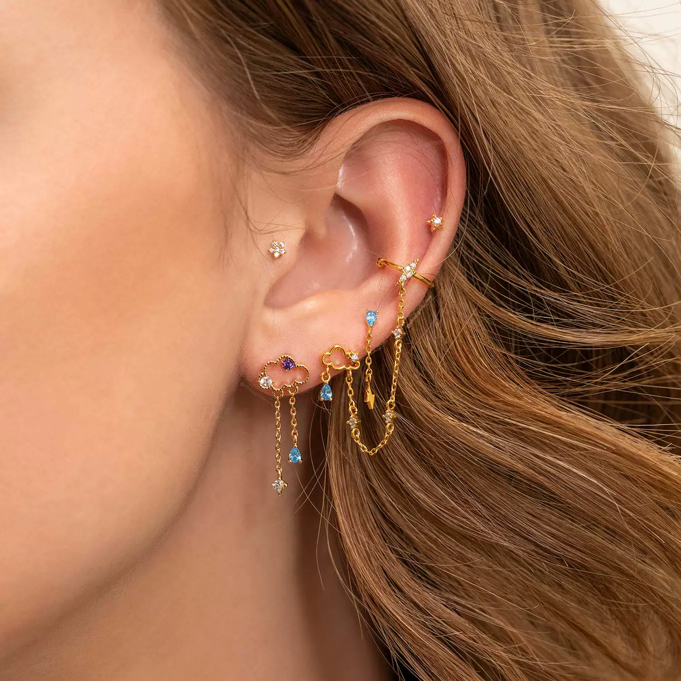 Wholesale Earrings Set Brass 18K Star Design Fashion Tassel Jewelry For Women