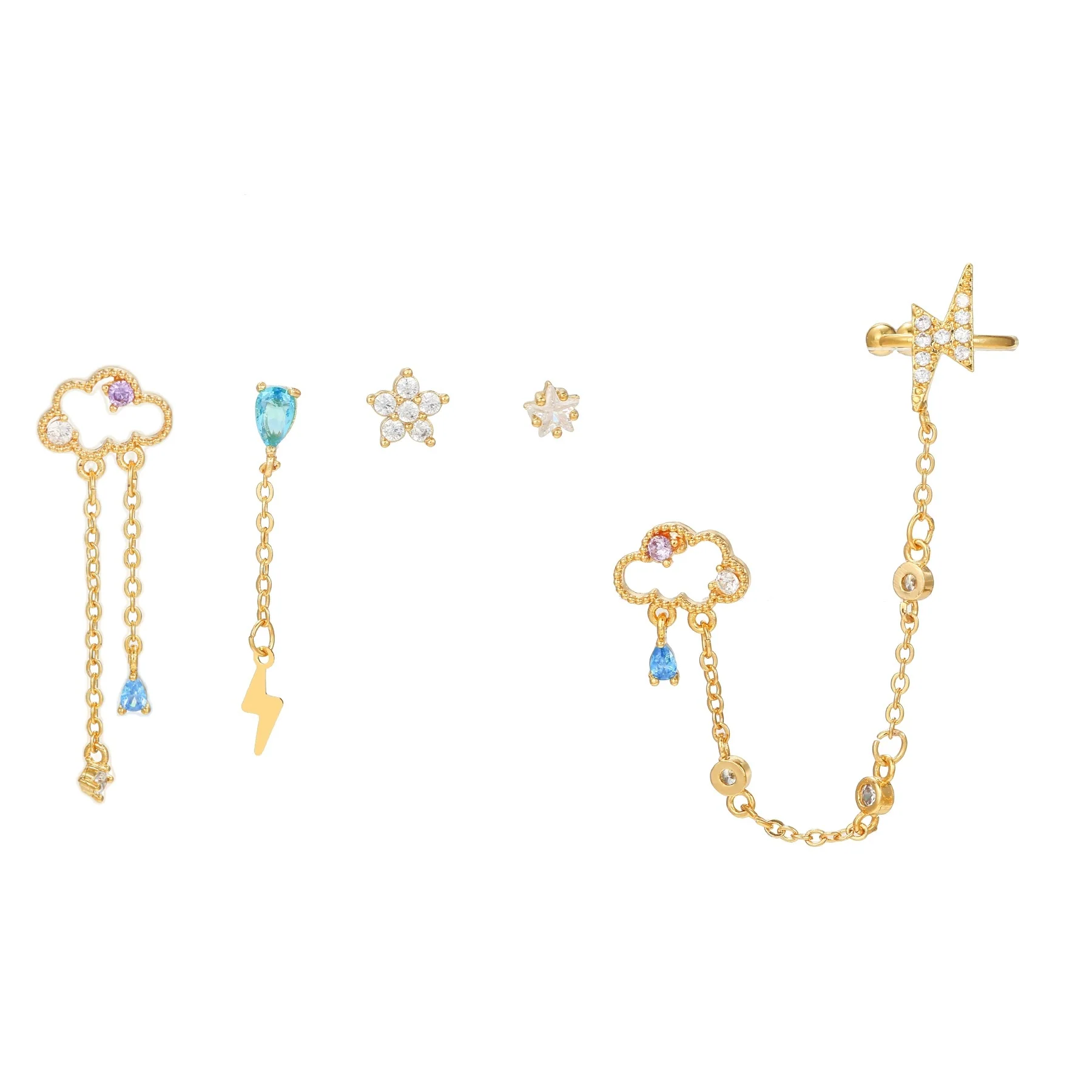 Wholesale Earrings Set Brass 18K Star Design Fashion Tassel Jewelry For Women - Image 5