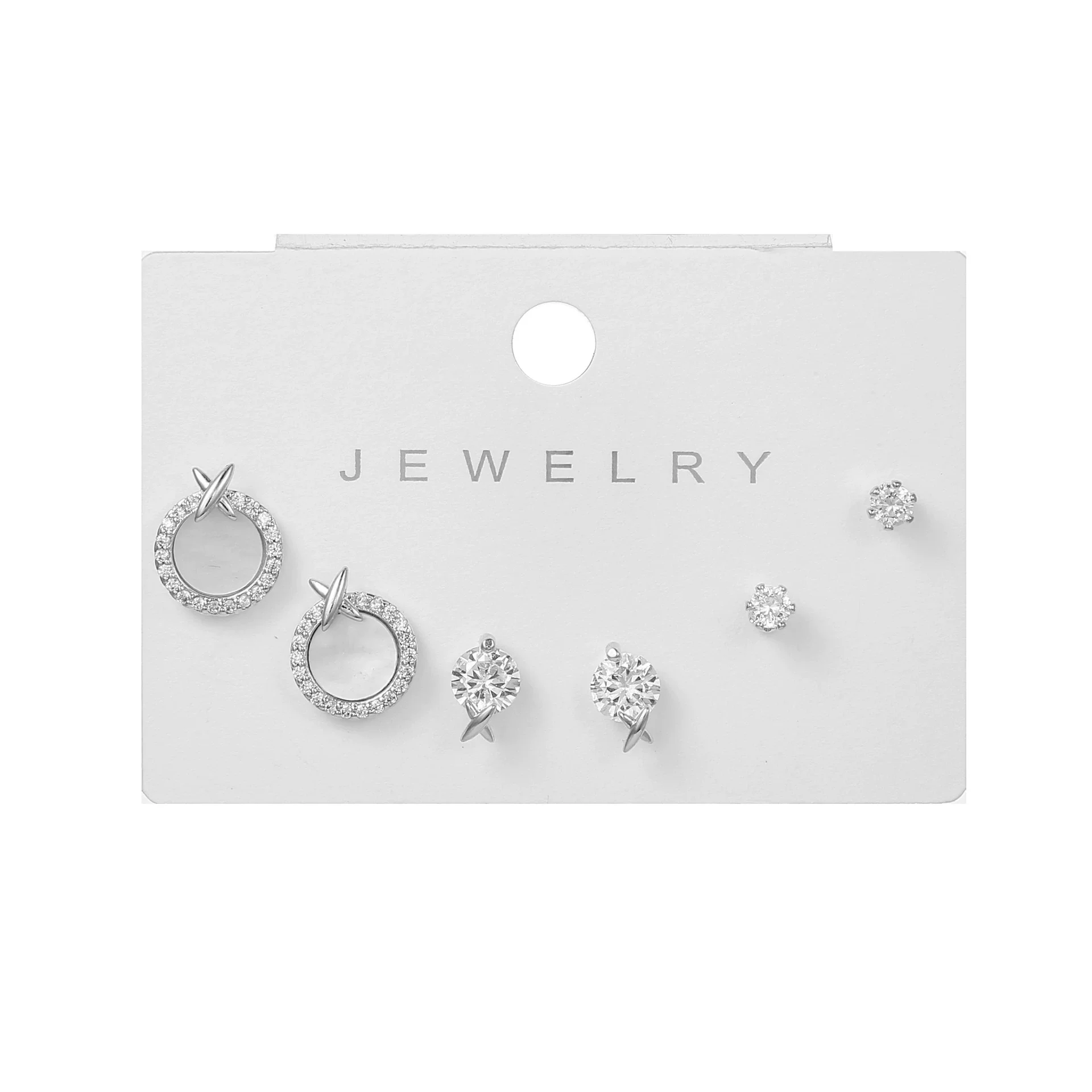 Wholesale Earrings Set S925 Sterling Silver And Copper Bear Four Leaf Clover Bow Heart Shaped Inlaid Zircon Geometric Style - Image 12