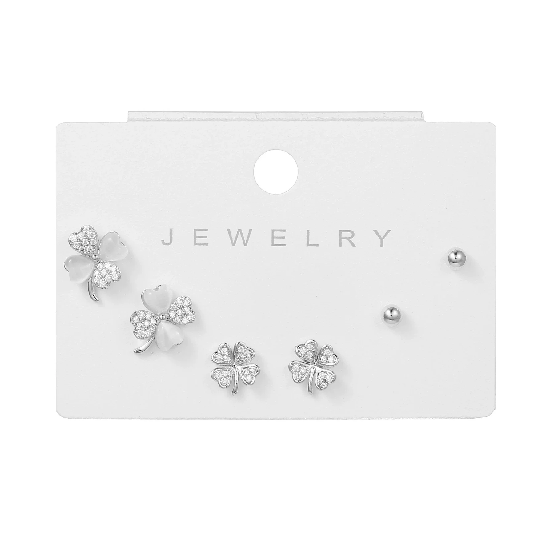 Wholesale Earrings Set S925 Sterling Silver And Copper Bear Four Leaf Clover Bow Heart Shaped Inlaid Zircon Geometric Style - Image 17