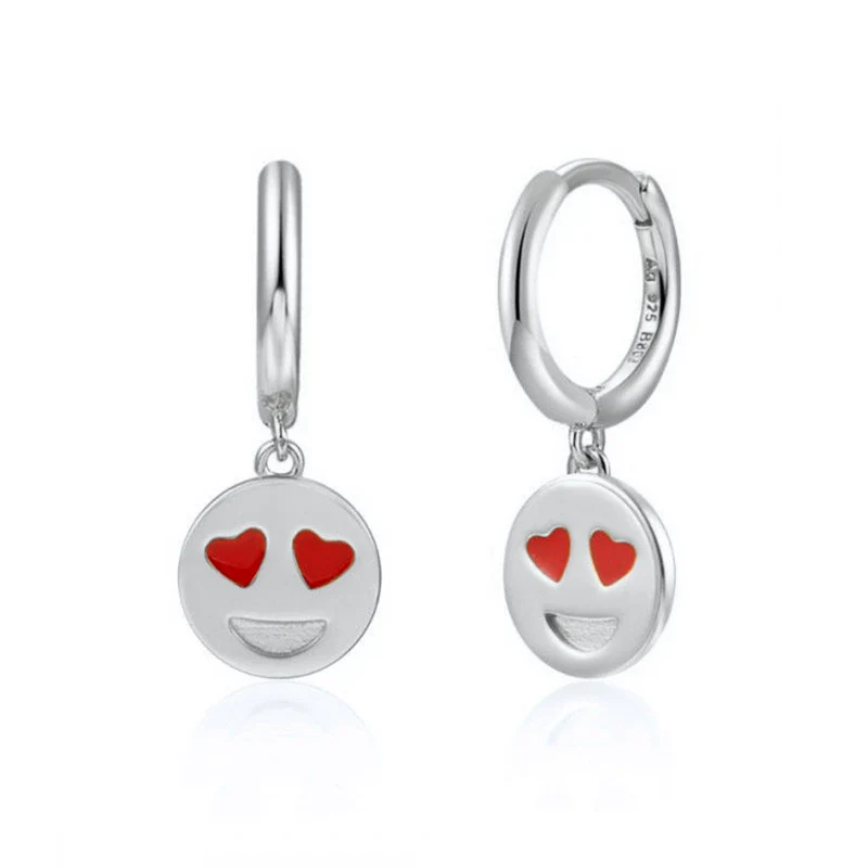 Wholesale Earrings Silver Needle Copper Geometric Dripping Oil Smiley Face For Women - Image 12