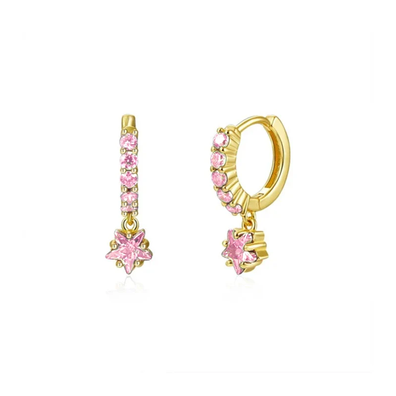 Wholesale Earrings Silver Needle Copper Star Zircon Retro Geometric Style - Image 11