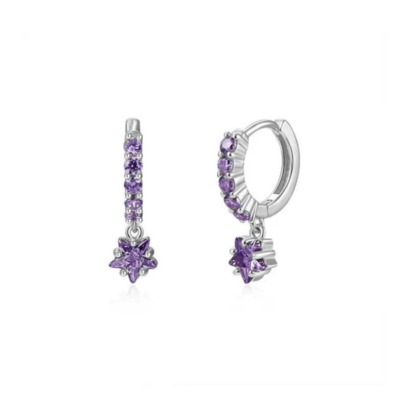 Wholesale Earrings Silver Needle Copper Star Zircon Retro Geometric Style - Image 4