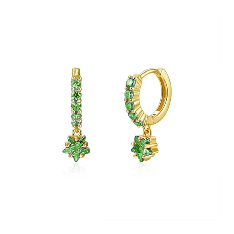 Wholesale Earrings Silver Needle Copper Star Zircon Retro Geometric Style - Image 8
