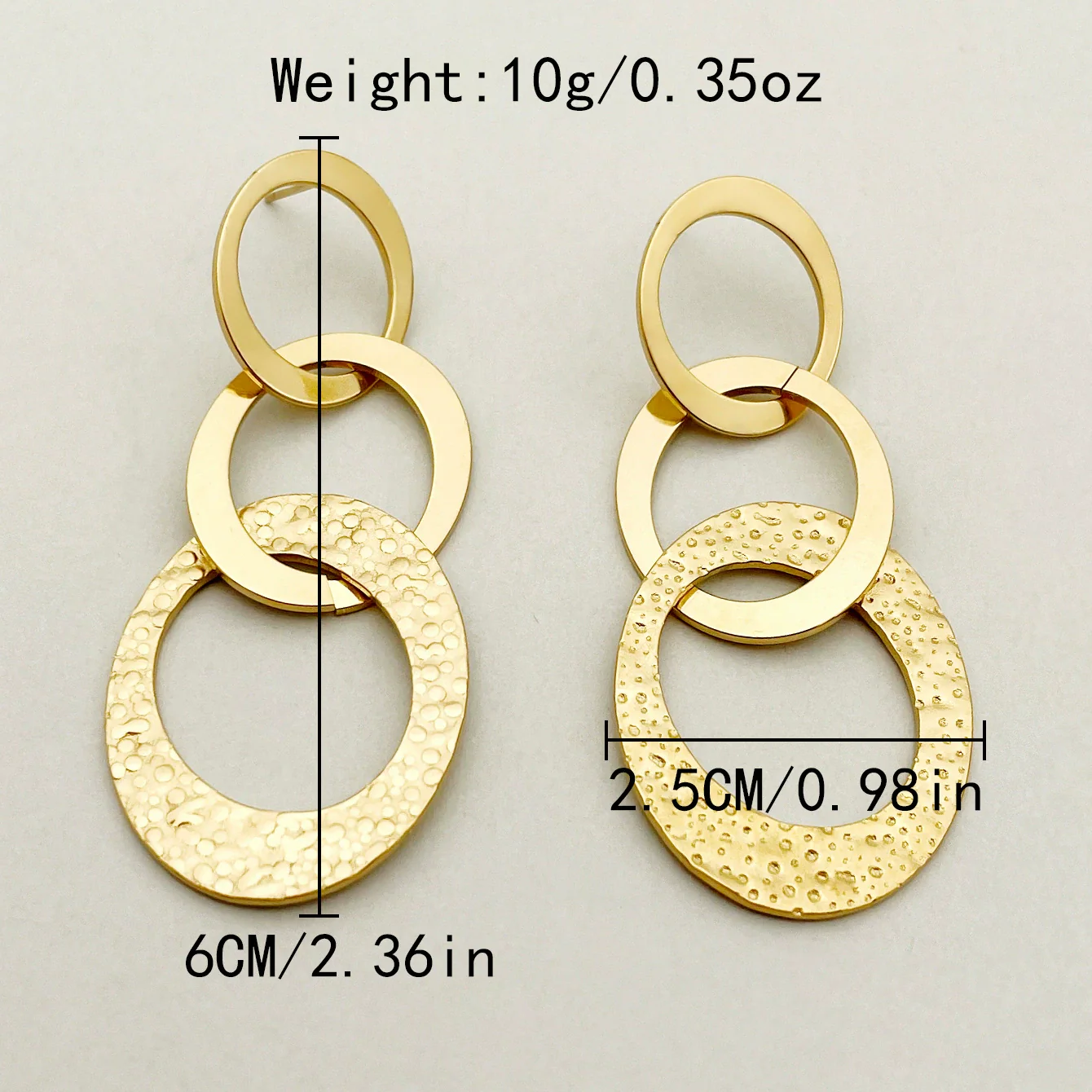 Wholesale Earrings Stainless Steel 14K Gold Plated French Retro Style Oval Stitching Tassel - Image 3