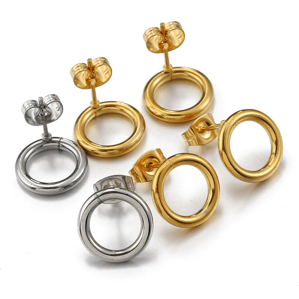 Wholesale Earrings Stainless Steel Geometric Vacuum Plated Handmade