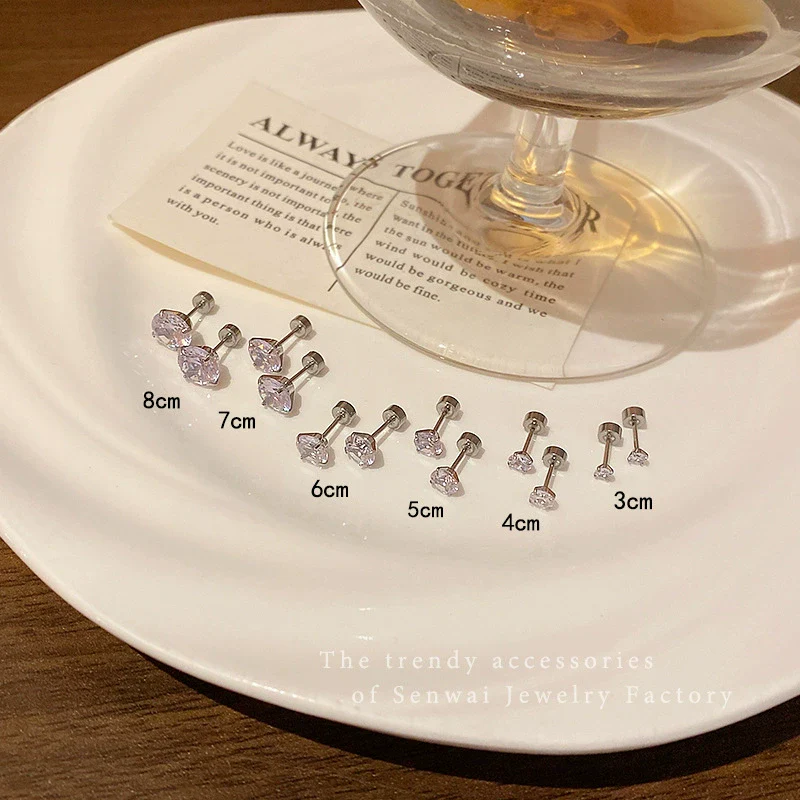 Wholesale Earrings Titanium Steel 925 Silver Zircon Geometric Electroplating Style For Women - Image 4