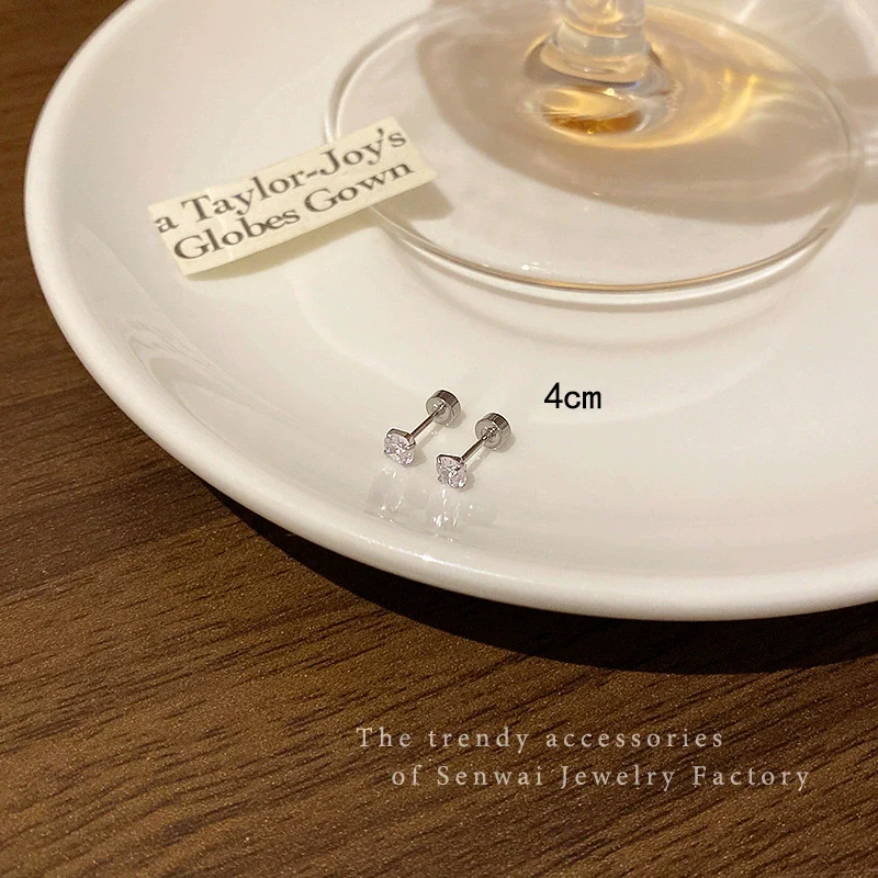 Wholesale Earrings Titanium Steel 925 Silver Zircon Geometric Electroplating Style For Women - Image 6
