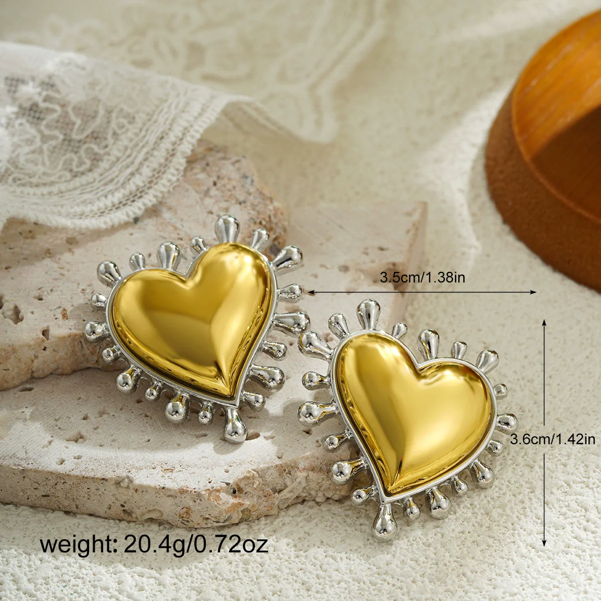 Wholesale Earrings Zinc Alloy Heart Shaped Cool Style Electroplated - Image 4