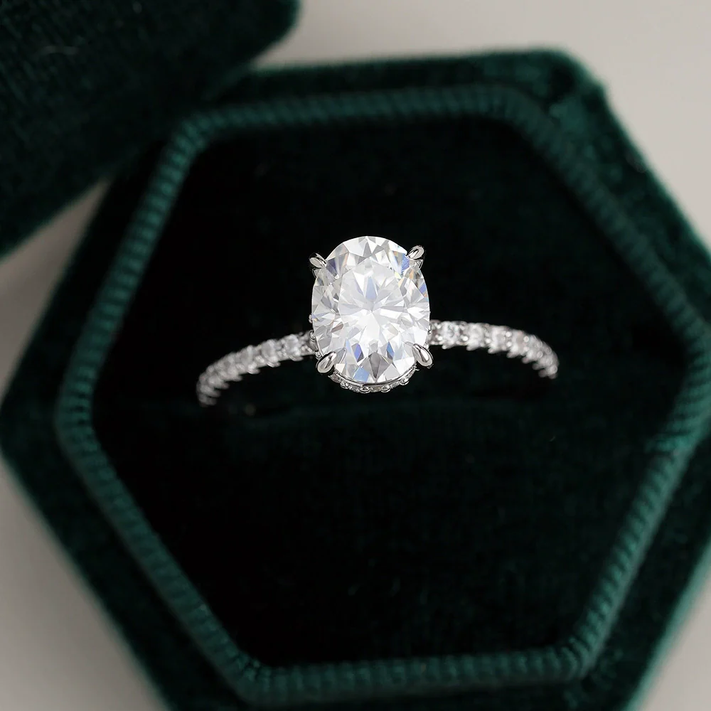 Wholesale Eggshaped 925 Sterling Silver Geometric Moissanite Women's Ring - Image 2