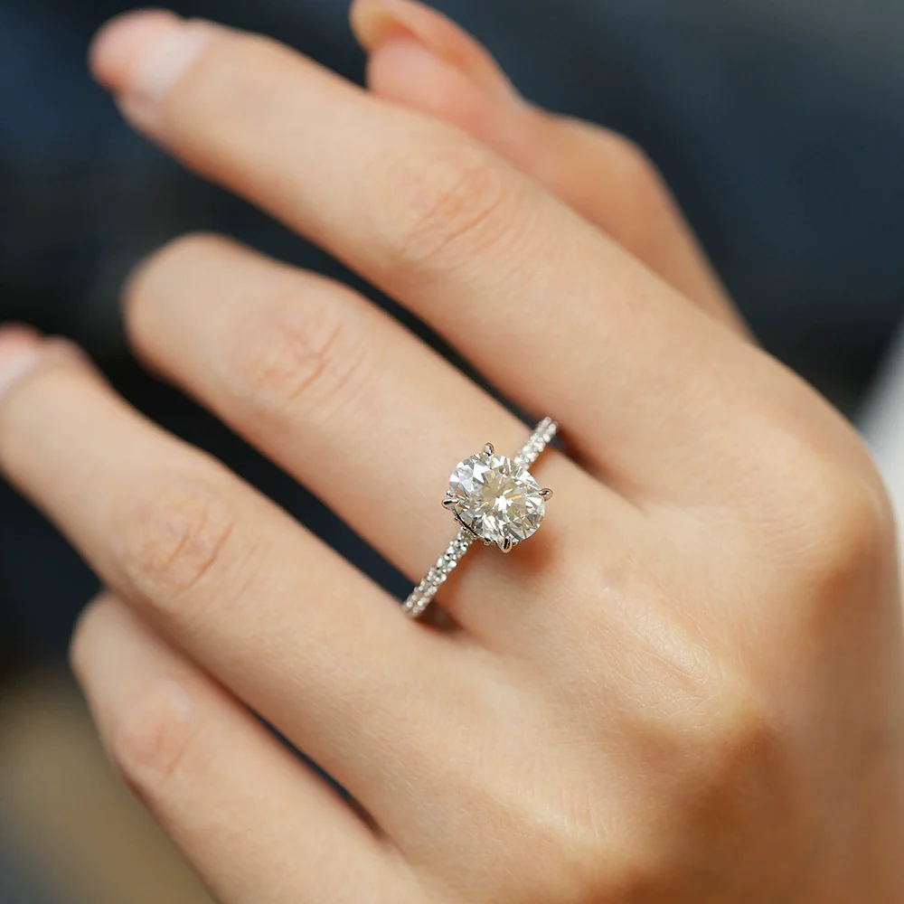 Wholesale Eggshaped 925 Sterling Silver Geometric Moissanite Women's Ring - Image 3