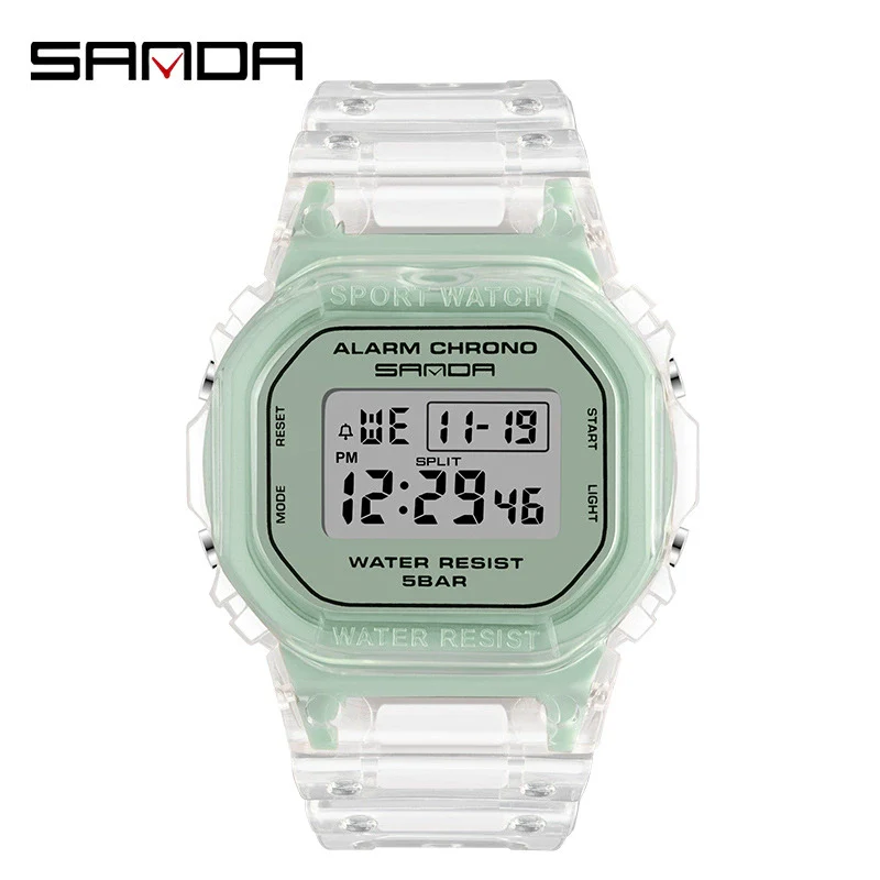 Wholesale Electronic Watch Square Transparent Strap Resin Multifunction Luminous Waterproof Outdoor Sports Light Luxury Style - Image 4