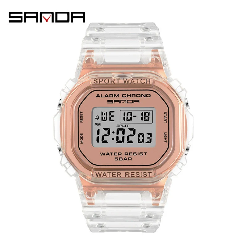 Wholesale Electronic Watch Square Transparent Strap Resin Multifunction Luminous Waterproof Outdoor Sports Light Luxury Style - Image 5